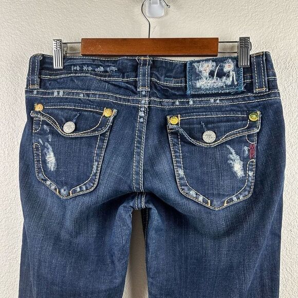 Mek Denim Women's Size 28x34 New York Bootcut Jeans Studded Flap Pockets - Picture 4 of 13